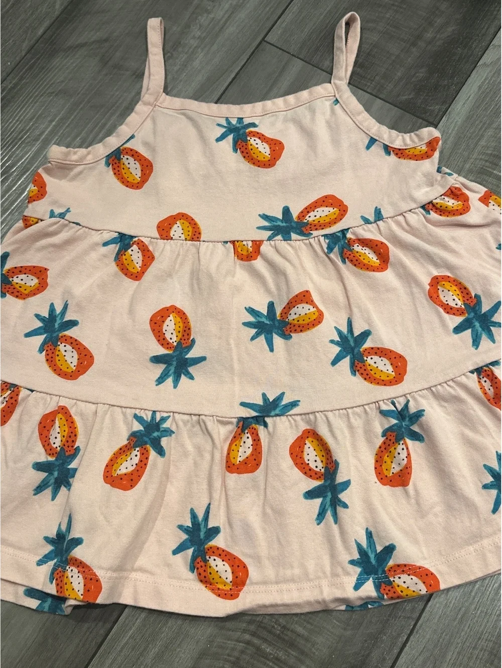 Hanna Andersson 100% Cotton Pink Pineapple Tiered Swing Tank-Top